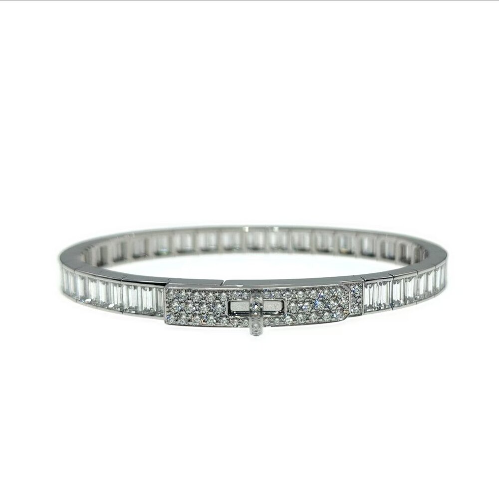 Hermès bracelet Square full of diamonds Kelly Baguettes white gold (SH)